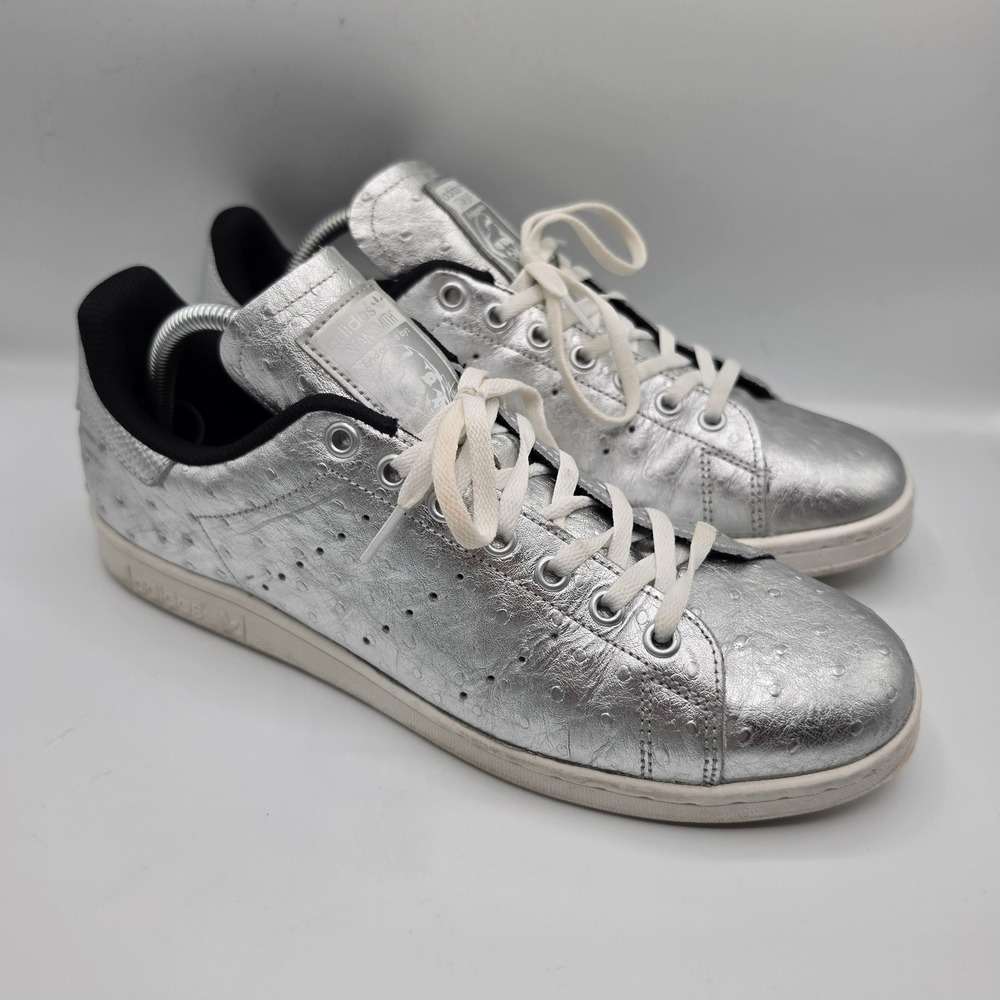 Adidas Originals Stan Smith Metallic Silver Ostrich Embossed Mens Sneakers 10‎
